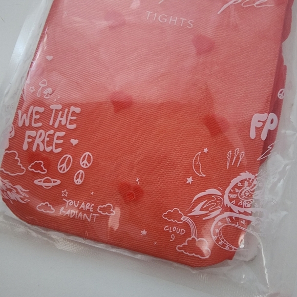 NWT Free People Red Sheer Hearts Tights - Picture 5 of 10